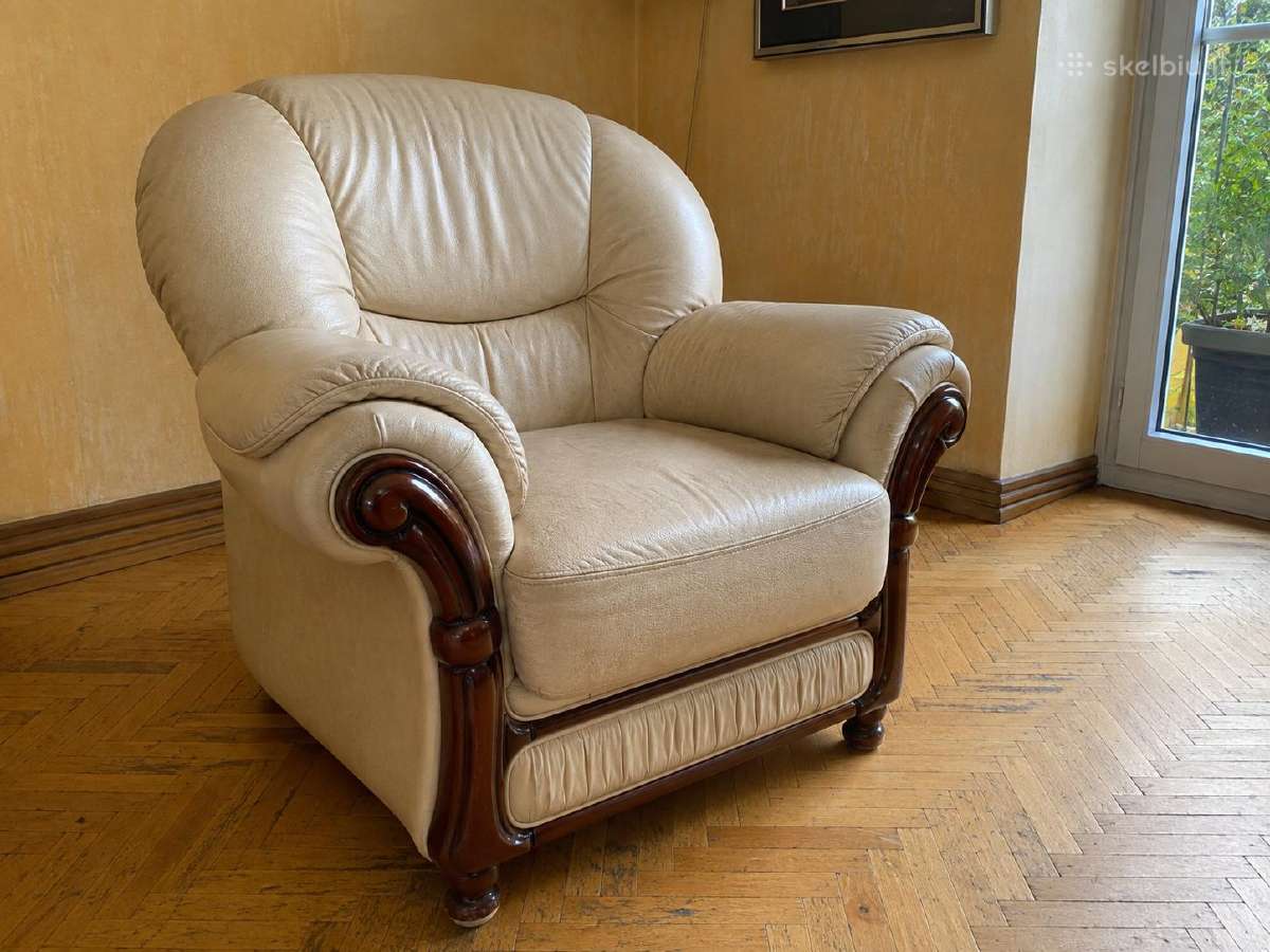 Natūralios odos sofa + 2 foteliai - nuotraukos Nr. 2