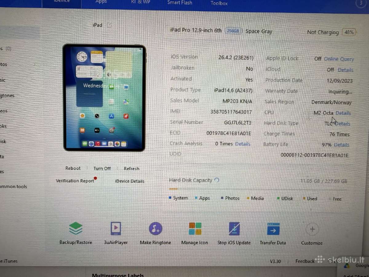 iPad Pro 12.9" (6th Gen) M2 256gb Wi-fi + Cell 97% - nuotraukos Nr. 9