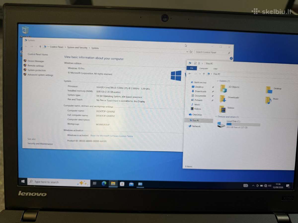 Lenovo Thinkpad X250 i5 / 8ram / 256ssd - nuotraukos Nr. 9