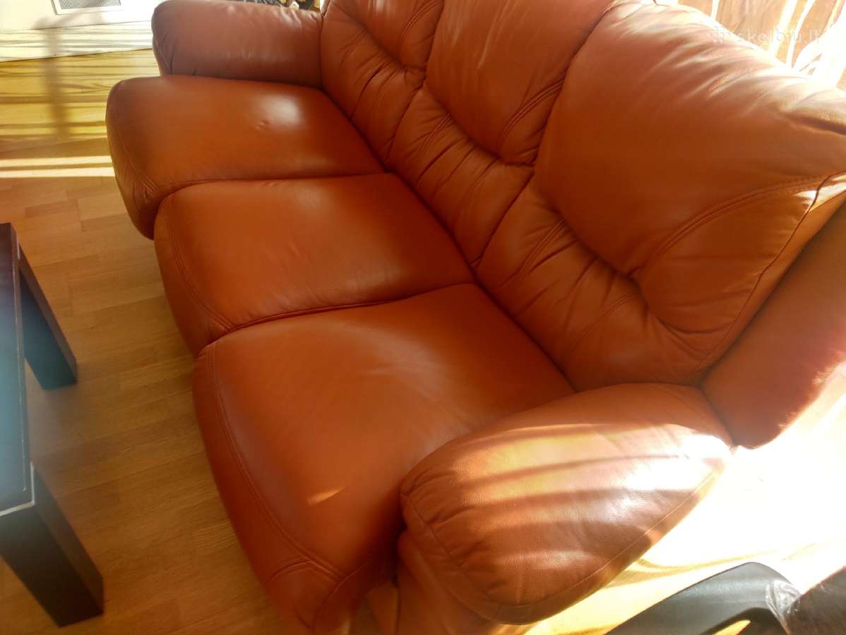 Odinė sofa ir comfort fotelis - nuotraukos Nr. 3