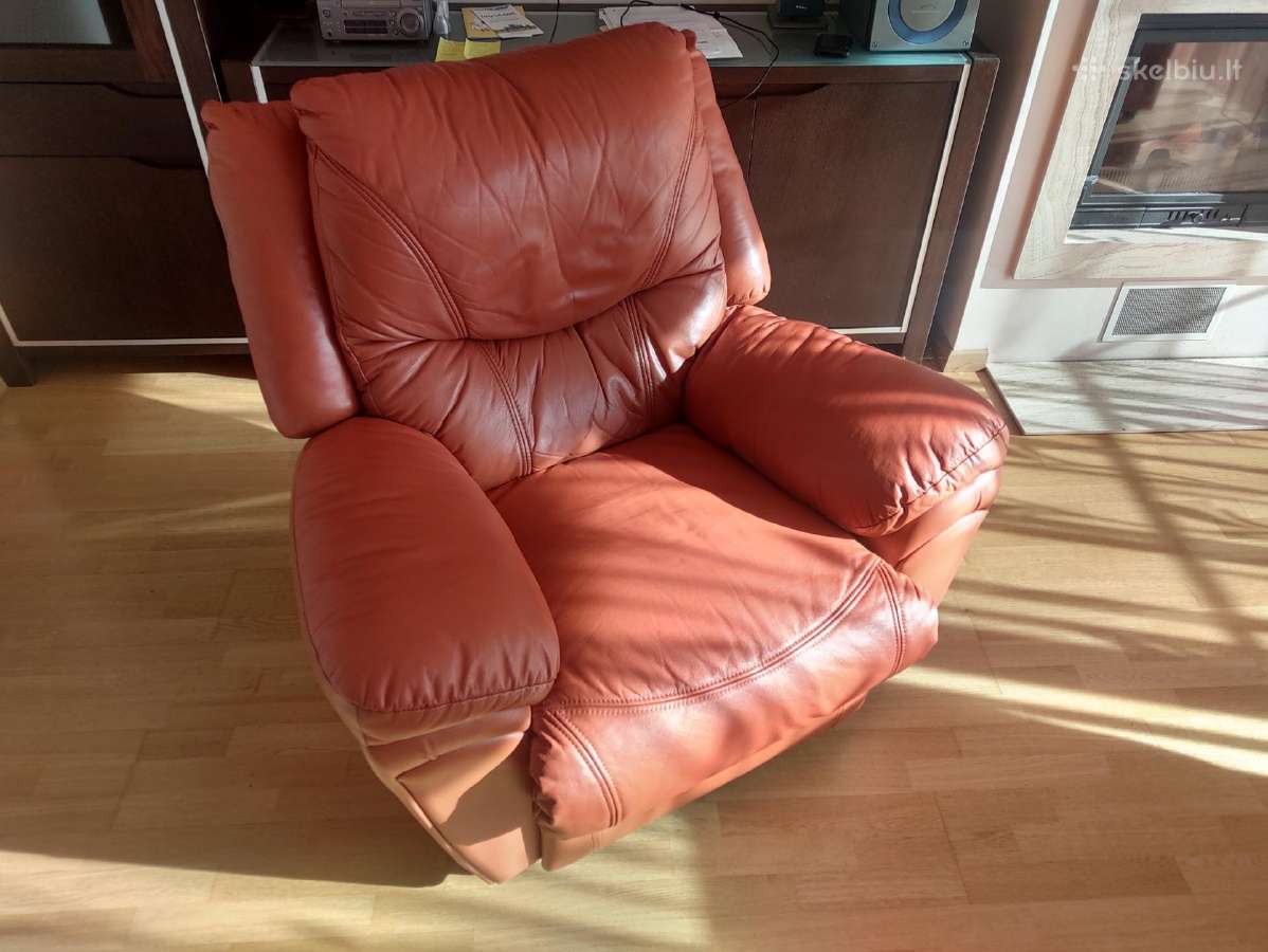Odinė sofa ir comfort fotelis - nuotraukos Nr. 5