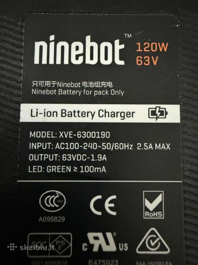 **Originalus Ninebot įkroviklis 63 V / 120w - nuotraukos Nr. 2