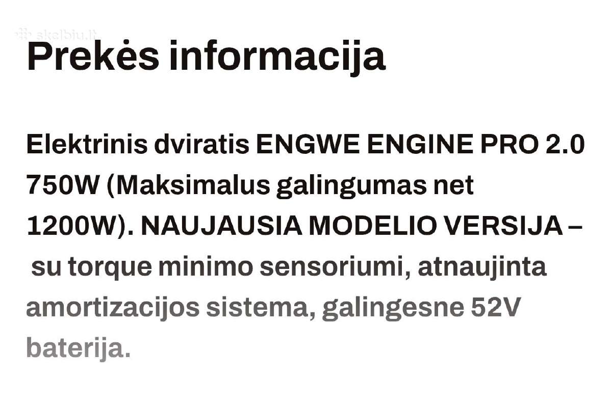 Engwe Engine Pro 2.0 Nm75 Max1200w Trip373km - nuotraukos Nr. 3