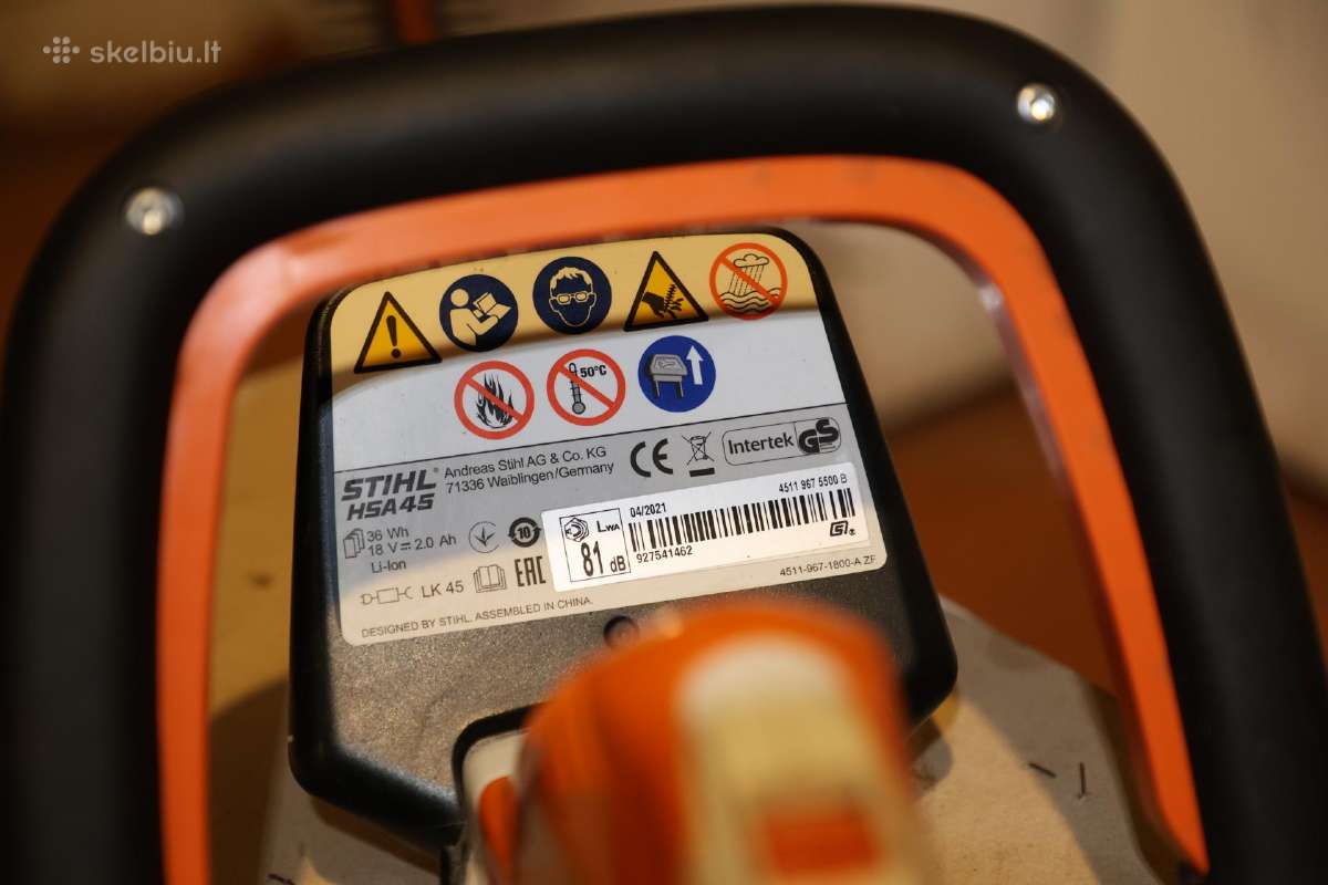 Stihl Hsa 45 akumuliatorinės gyvatvorių žirklės - nuotraukos Nr. 3