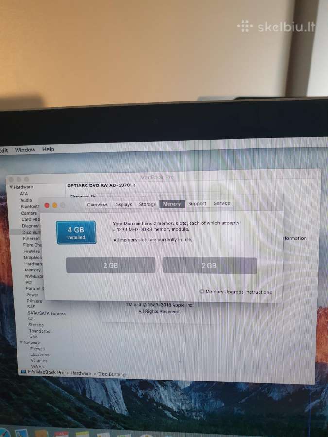 Parduodu seną MacBook Pro 2011 m. - nuotraukos Nr. 6