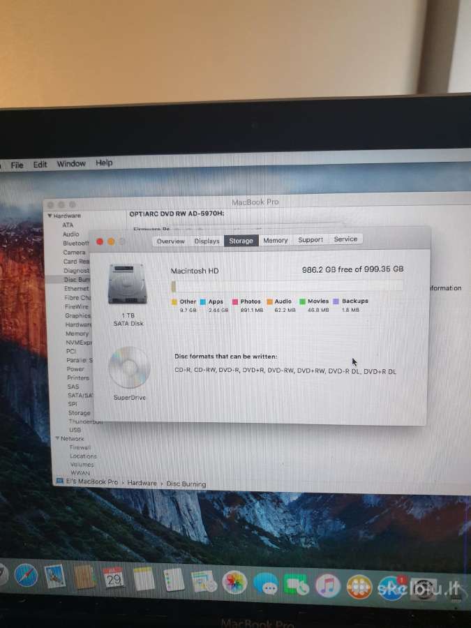 Parduodu seną MacBook Pro 2011 m. - nuotraukos Nr. 7