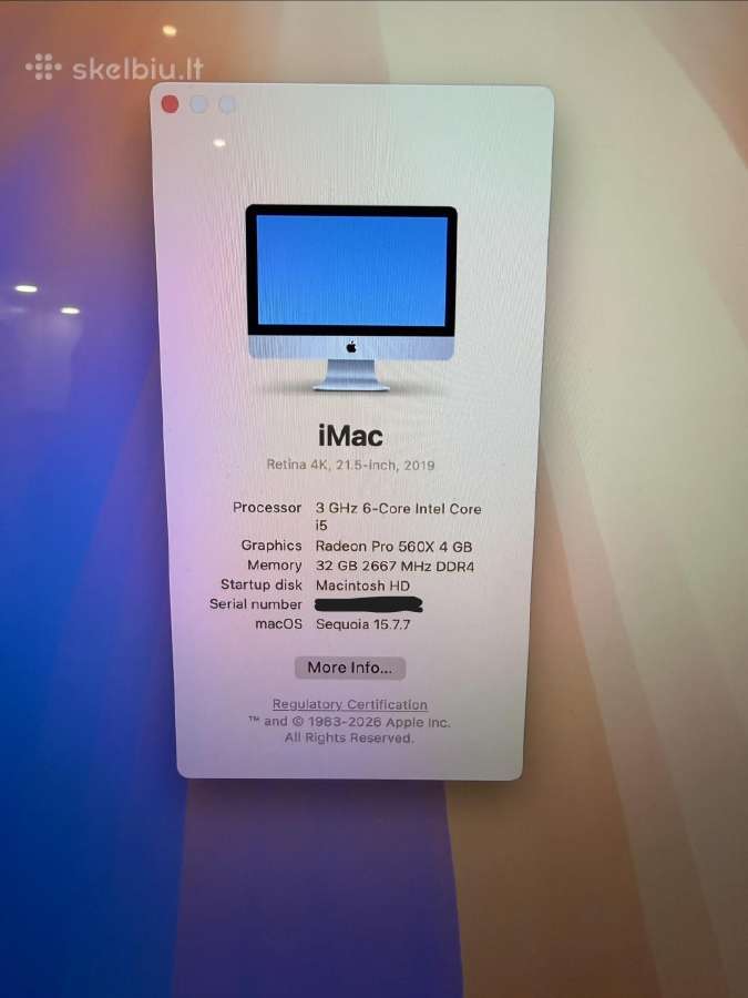 Apple iMac Retina 4k 21.5-inch, 2019 - nuotraukos Nr. 5
