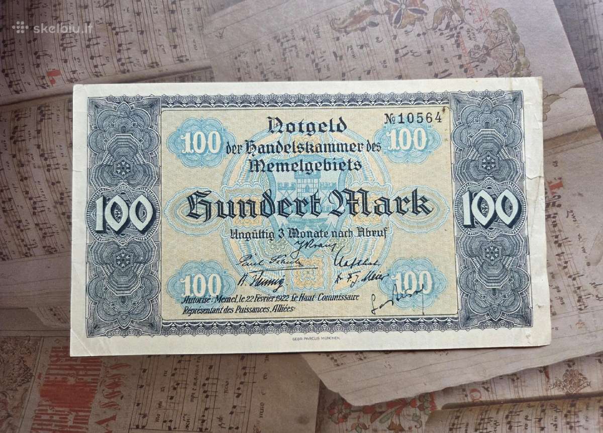 100 mark 1922 Memel Klaipėda - nuotraukos Nr. 2