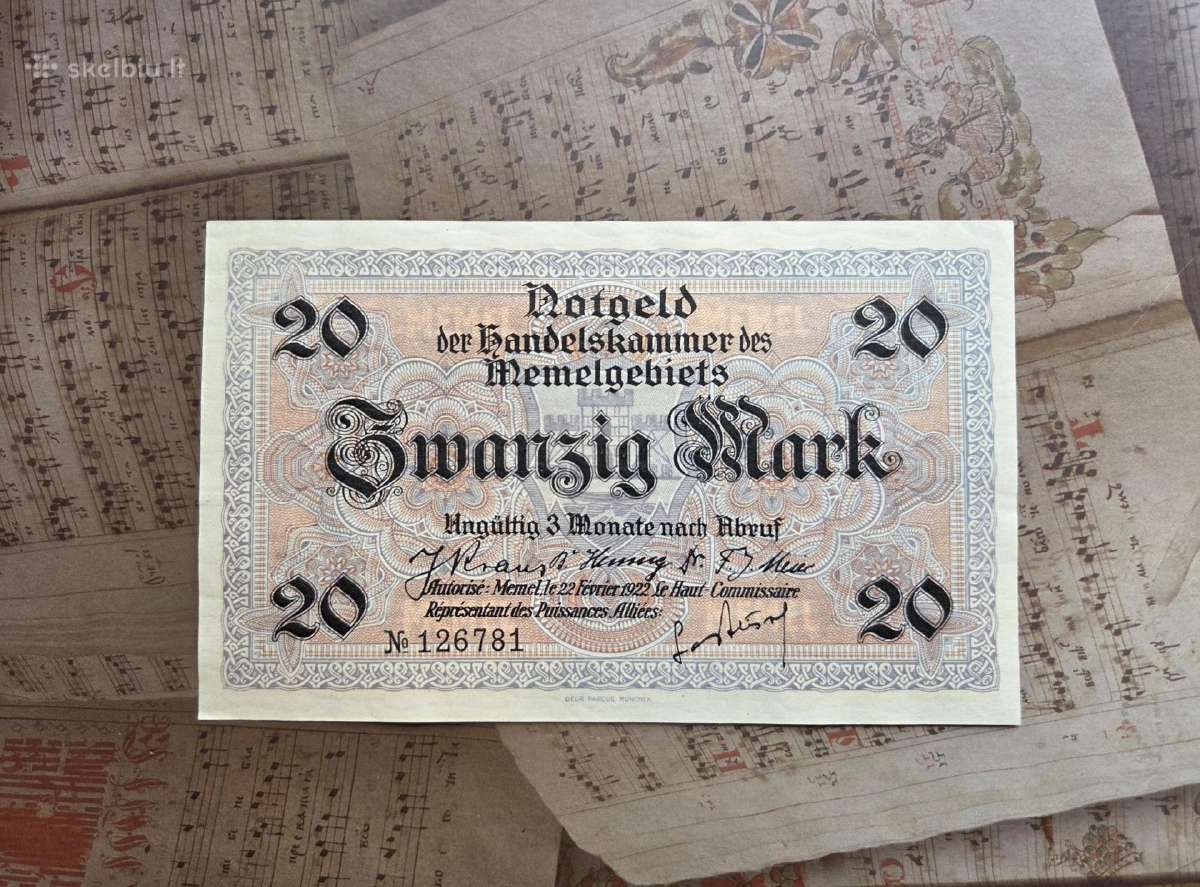 20 mark 1922 Memel Klaipėda - aunc - nuotraukos Nr. 2