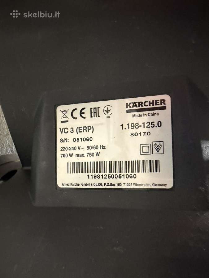 Parduodamas Karcher Vc 3 dulkių siurblys - nuotraukos Nr. 10