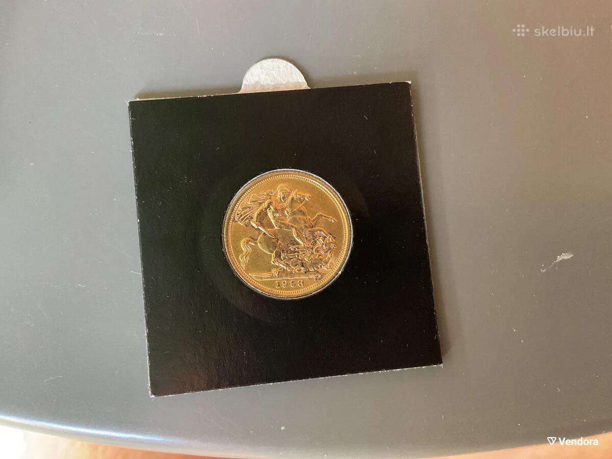 Auksinė moneta Sovereign (Suveren) 1958,elžbieta - nuotraukos Nr. 2