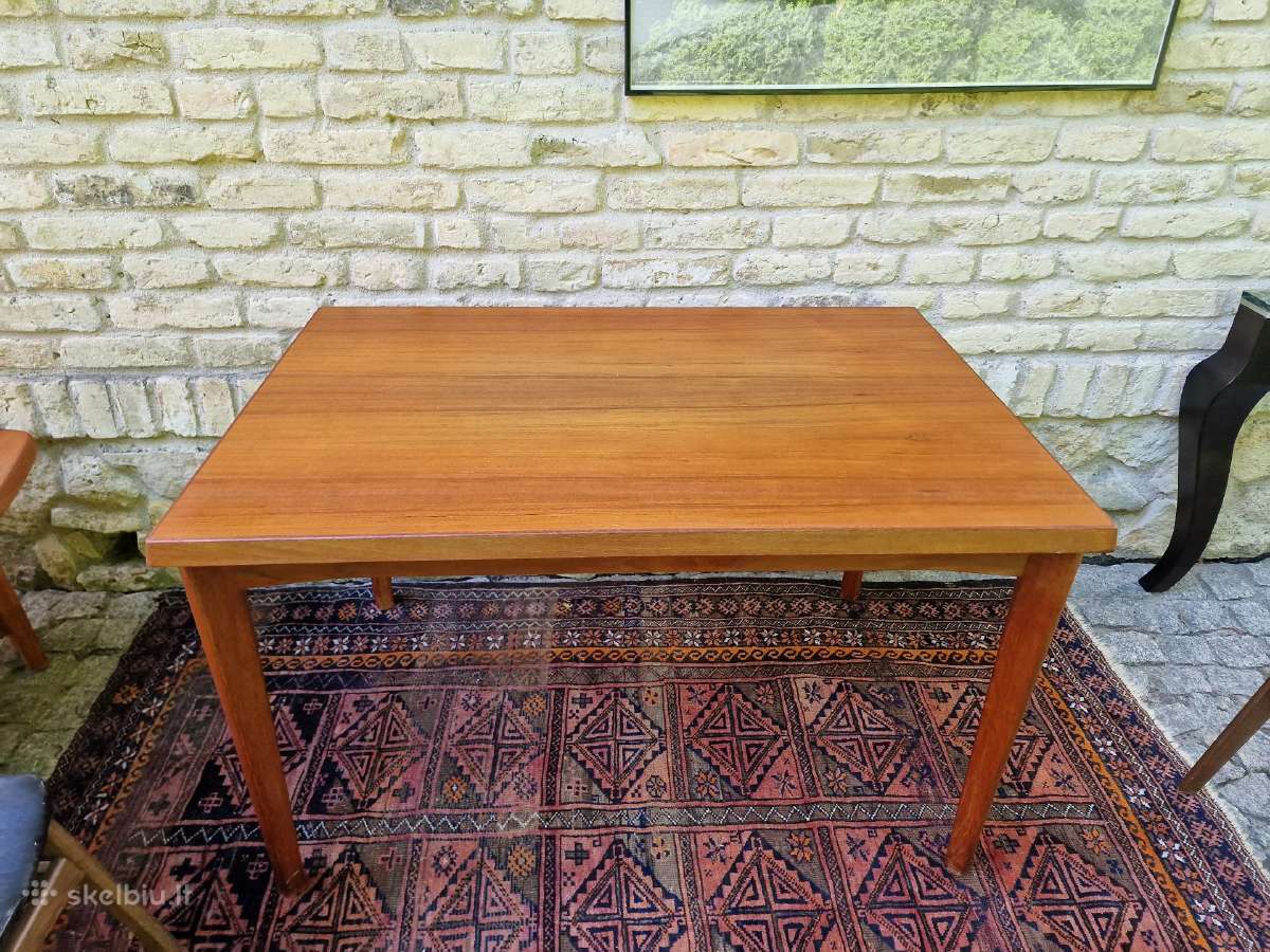 Vintažinis mid century tikmedžio valgomojo stalas - nuotraukos Nr. 3