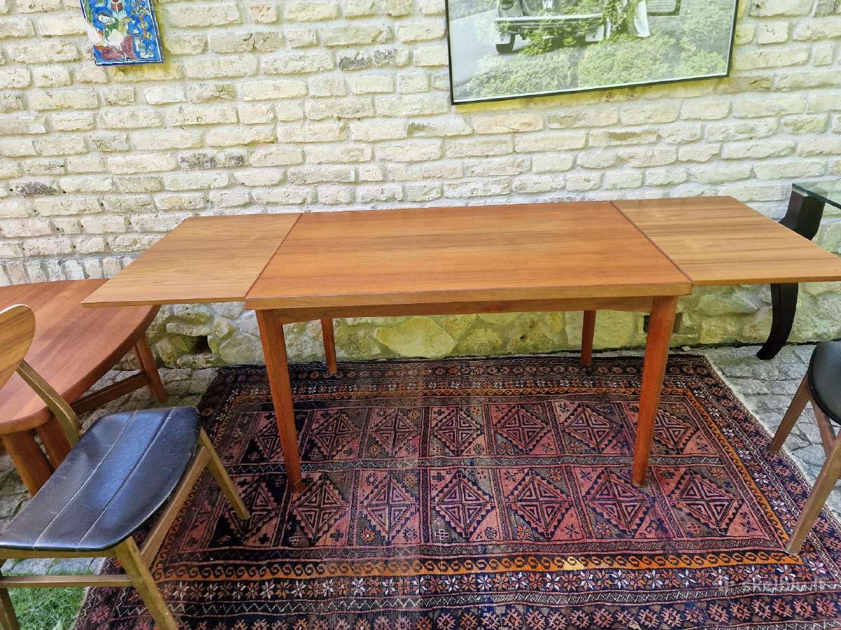 Vintažinis mid century tikmedžio valgomojo stalas - nuotraukos Nr. 4