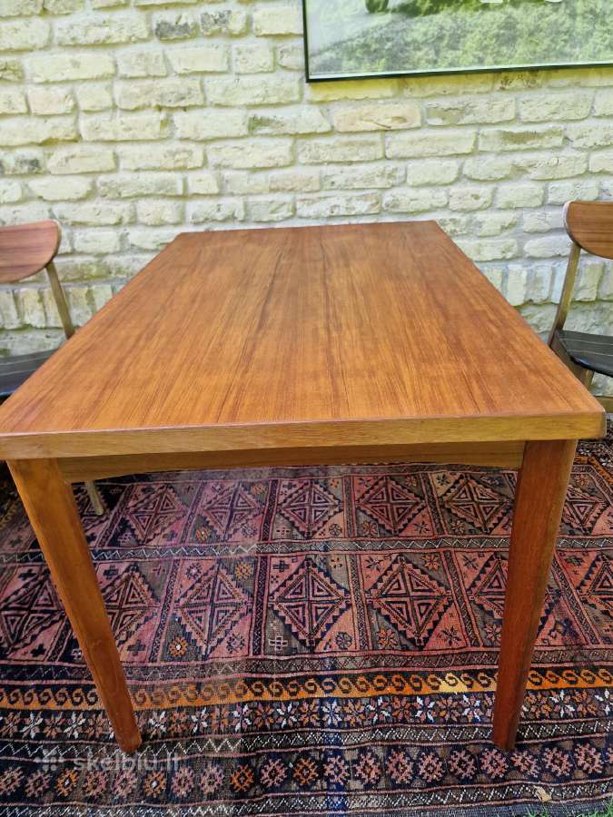Vintažinis mid century tikmedžio valgomojo stalas - nuotraukos Nr. 5