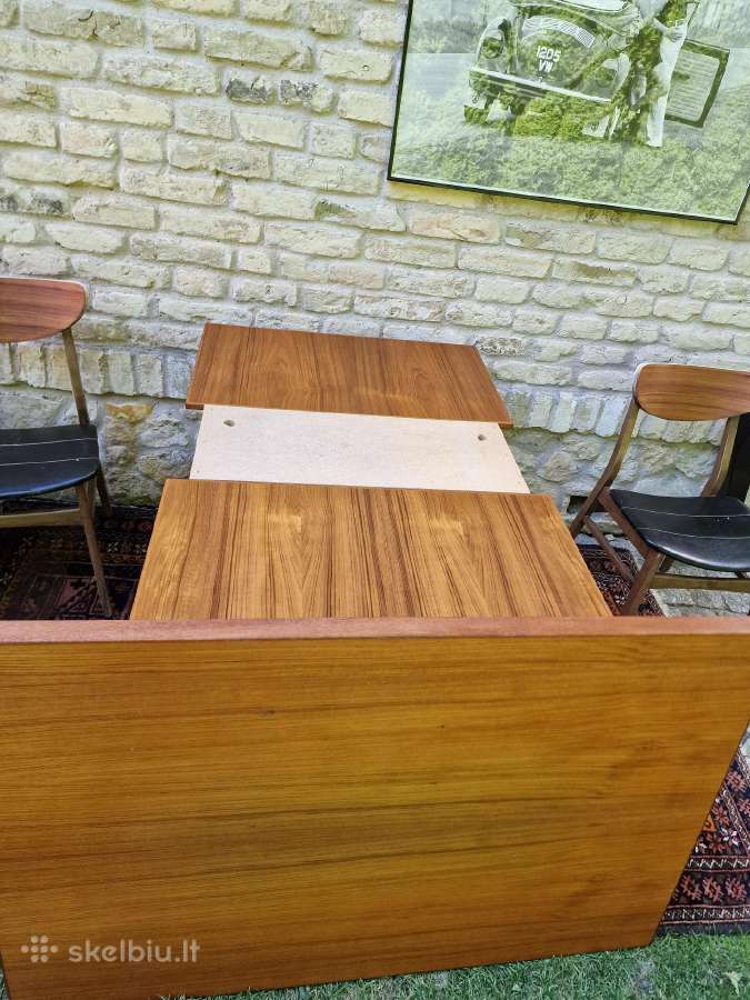 Vintažinis mid century tikmedžio valgomojo stalas - nuotraukos Nr. 13