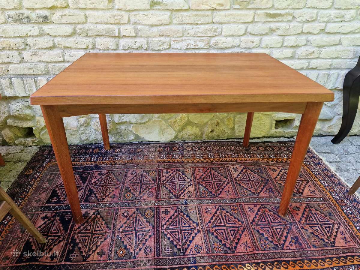 Vintažinis mid century tikmedžio valgomojo stalas - nuotraukos Nr. 16