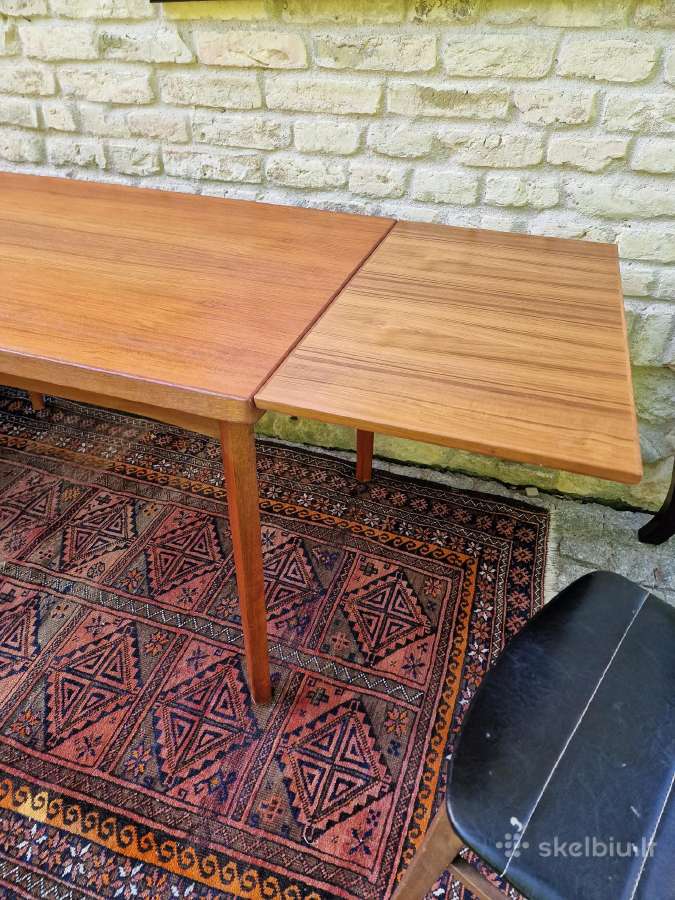 Vintažinis mid century tikmedžio valgomojo stalas - nuotraukos Nr. 17
