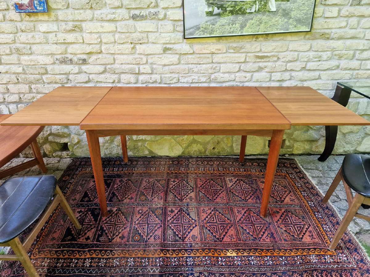 Vintažinis mid century tikmedžio valgomojo stalas - nuotraukos Nr. 19