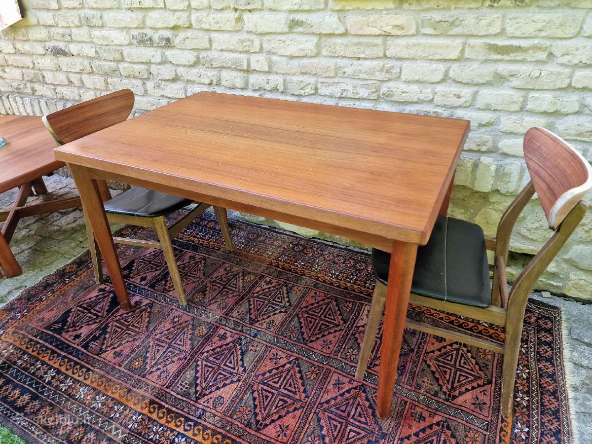 Vintažinis mid century tikmedžio valgomojo stalas - nuotraukos Nr. 21