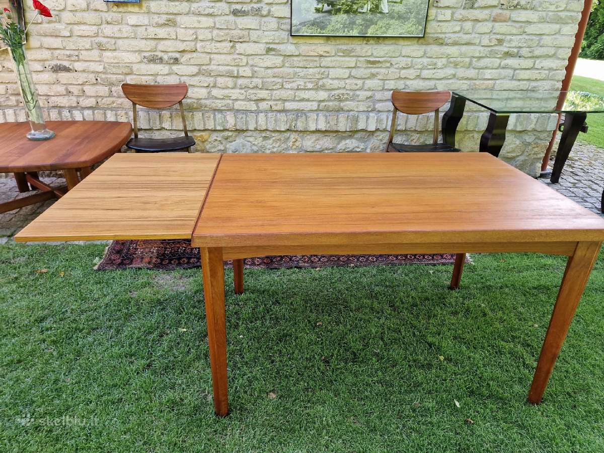 Vintažinis mid century tikmedžio valgomojo stalas - nuotraukos Nr. 27
