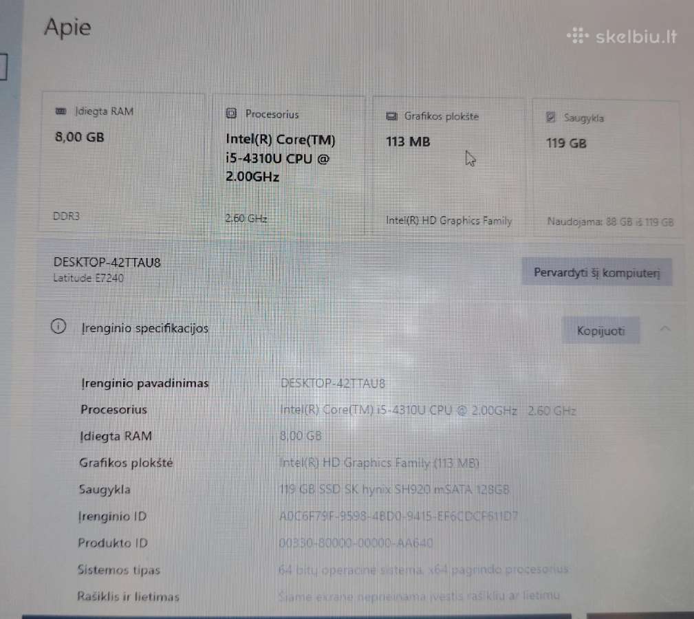 Dell latitude e7240 - nuotraukos Nr. 5
