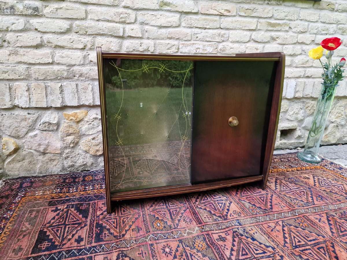 Vintažinė mid century riešutmedžio spintelė/baras - nuotraukos Nr. 21