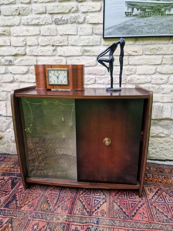 Vintažinė mid century riešutmedžio spintelė/baras - nuotraukos Nr. 34