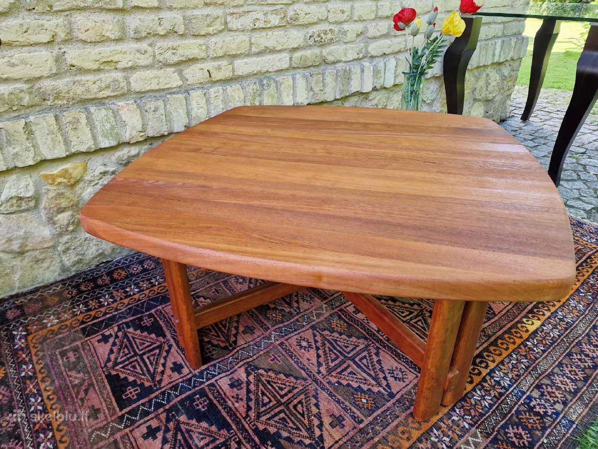 Vintažinis mid century tikmedžio kavos staliukas - nuotraukos Nr. 30