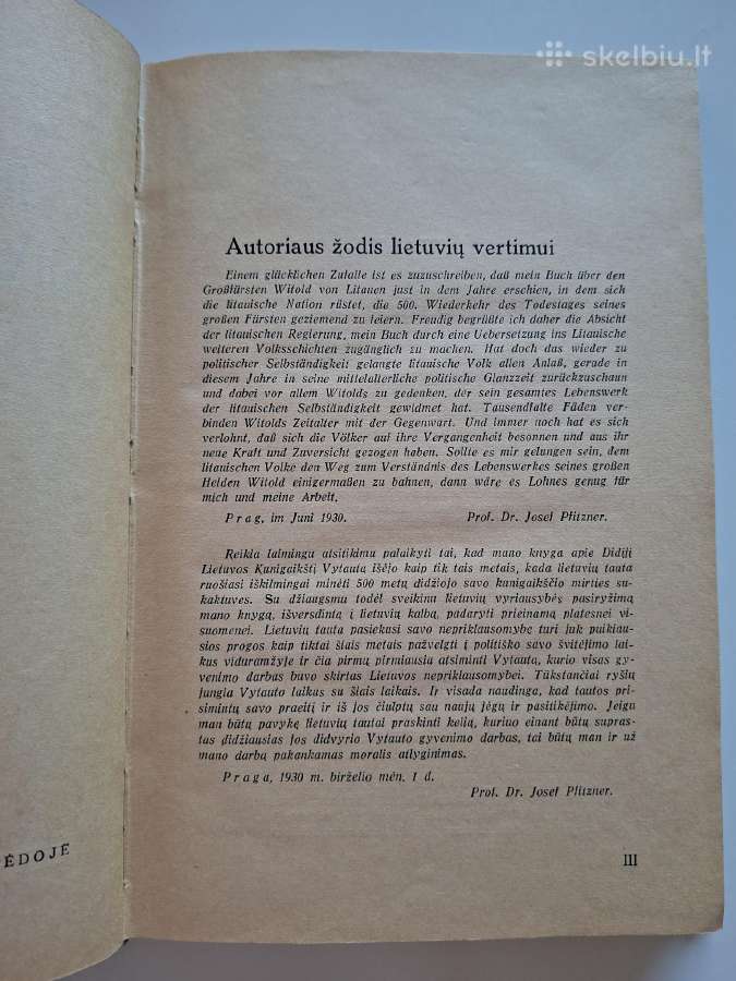 Josef Pfitzner. Vytautas kaip politikas. 1930 m. - nuotraukos Nr. 4