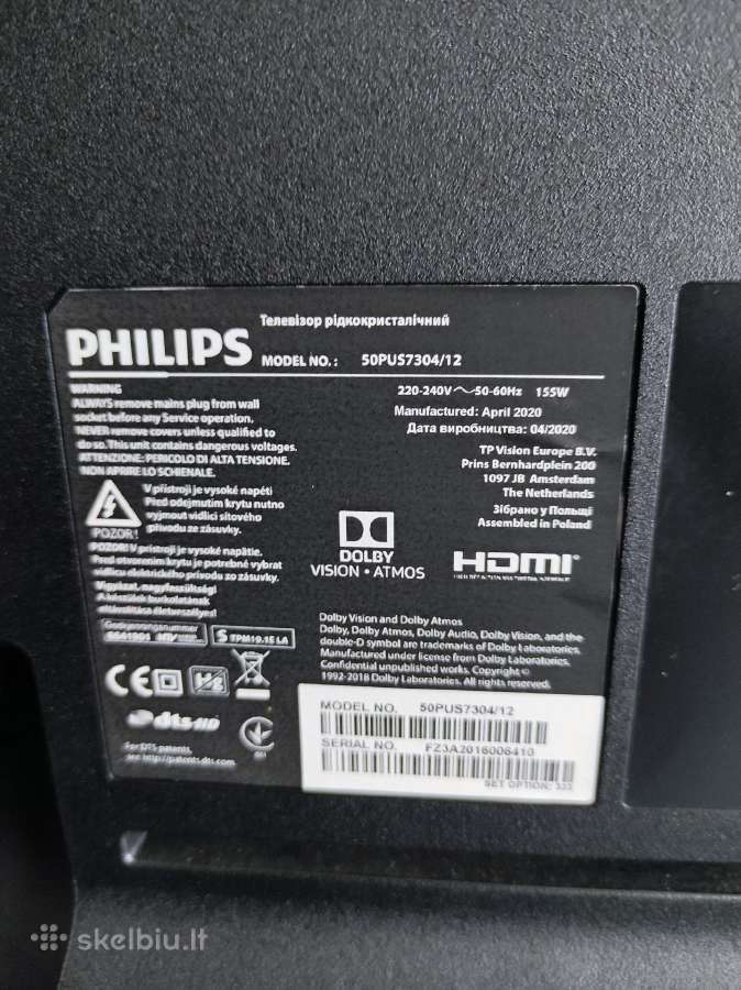 LED TV Philips 50pus7304/12 su ekrano defektu. - nuotraukos Nr. 4