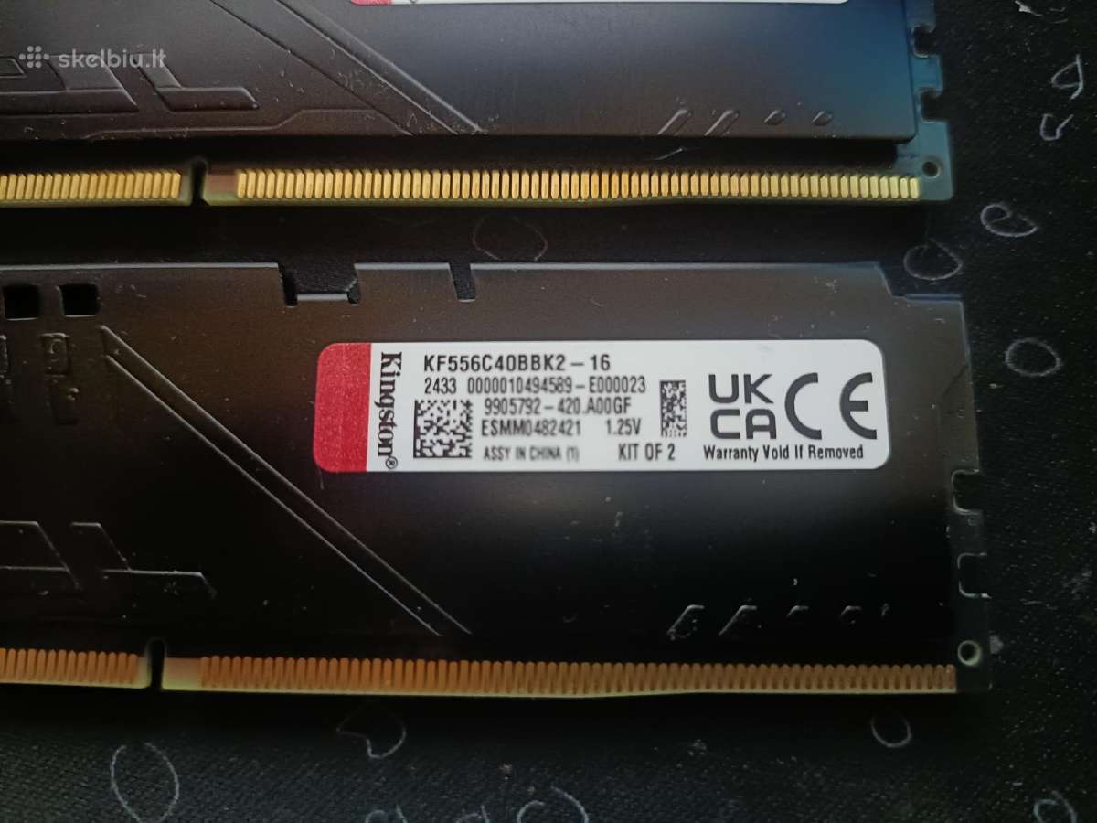 RAM Ddr5 Fury Beast Black 16gb(2x8gb)5600mhz Cl40 - nuotraukos Nr. 3