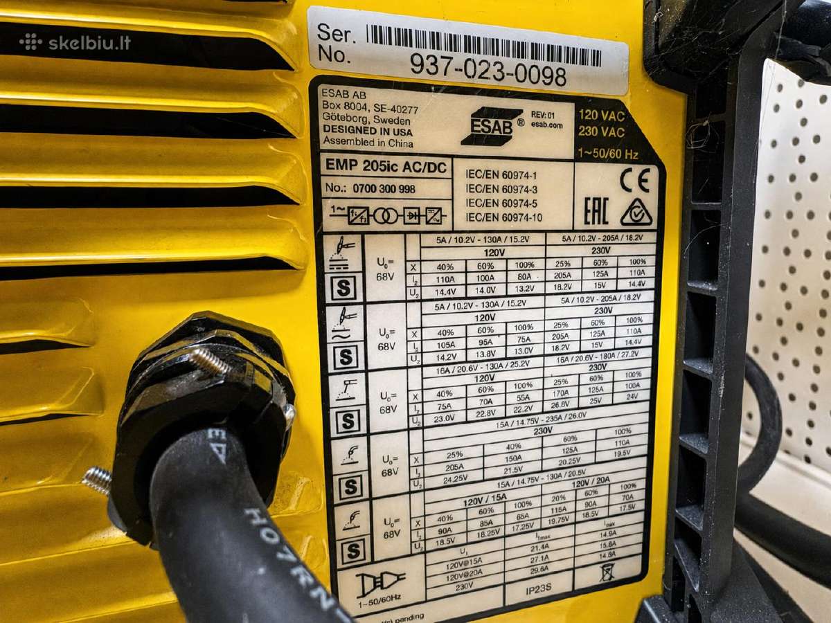 Suvirinimo aparatas „Esab Rebel Emp 205ic Ac/dc“ - nuotraukos Nr. 4