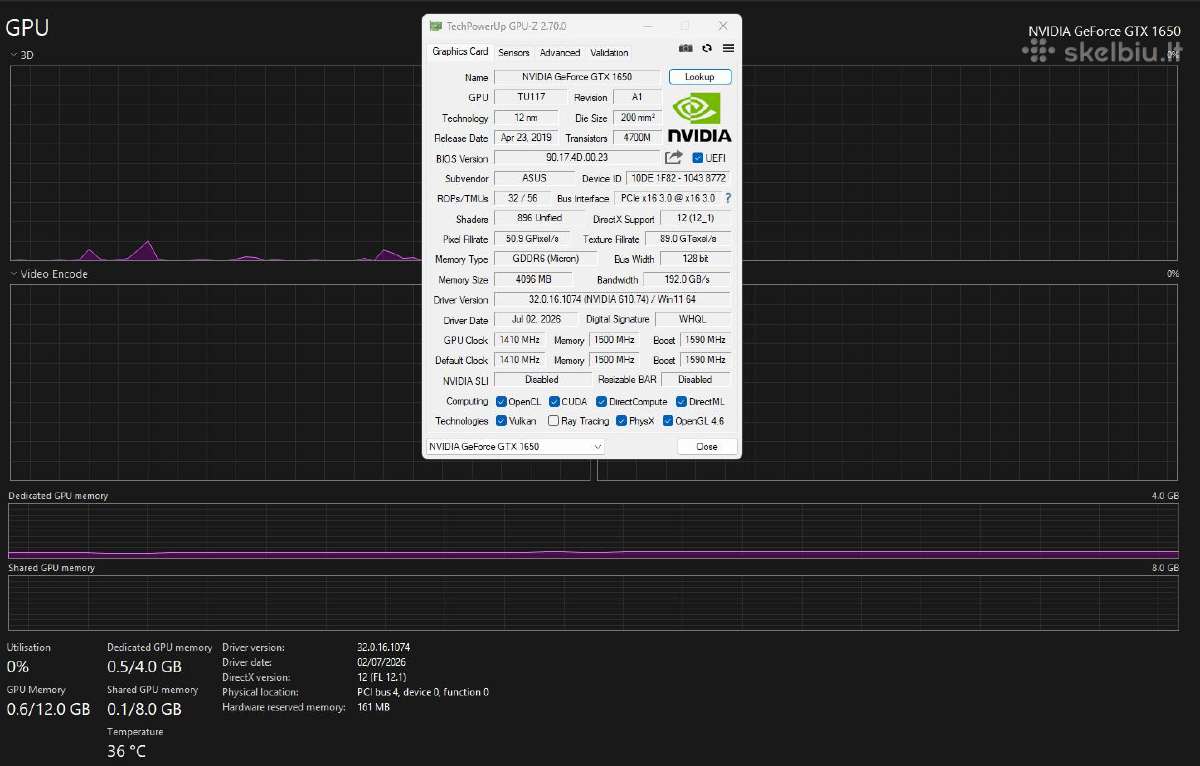 Gtx 1650 Gddr6 Oc 4gb - nuotraukos Nr. 6