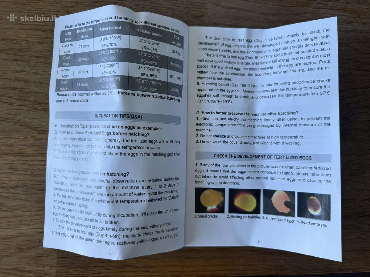 Kiaušinių inkubatorius, automatinis 12 Vnt - nuotraukos Nr. 13