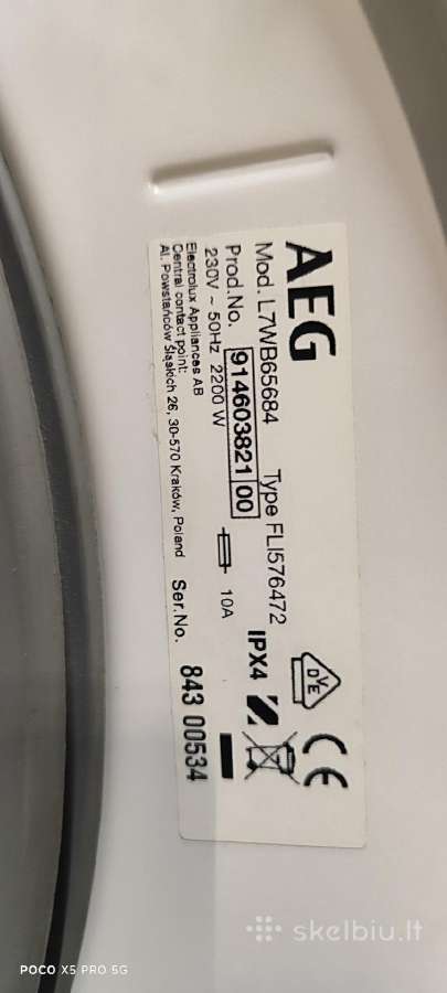 Aeg 7000 Series Kombi skalbimo-džiovinimo mašina. - nuotraukos Nr. 2