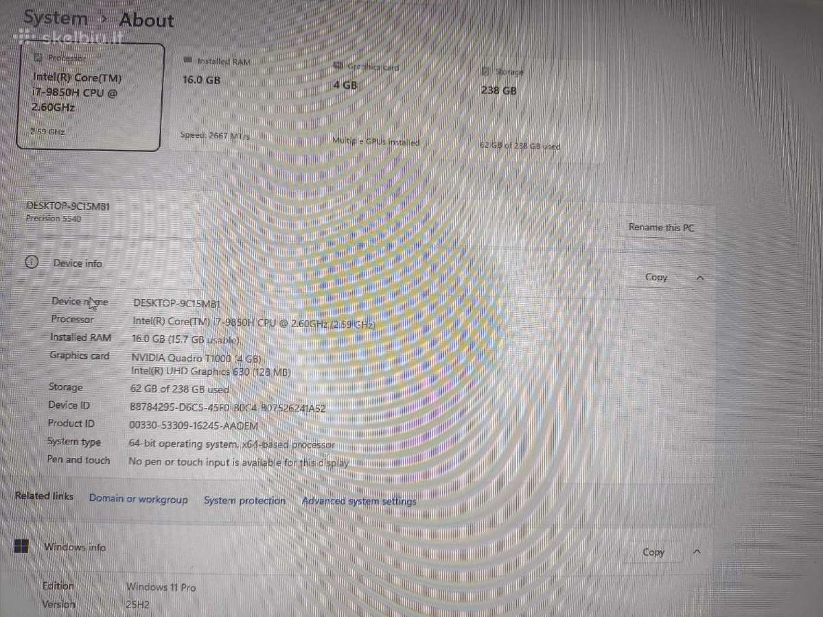 Precision 5540 15.6 Fhd Ips i7-9850h 16gb T1000 4G - nuotraukos Nr. 4