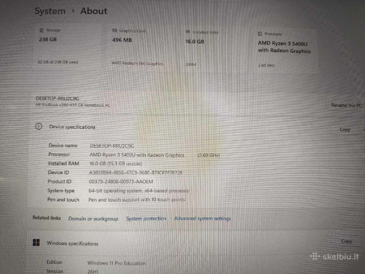 X360 435 G8 13.3 Ts Ryzen 3 5300u 16gb 512gb - nuotraukos Nr. 5