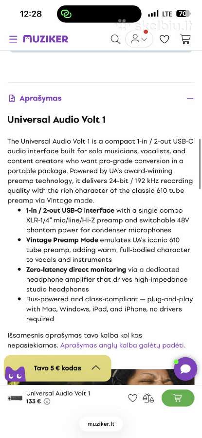 Universal Audio Volt 1 - nuotraukos Nr. 4
