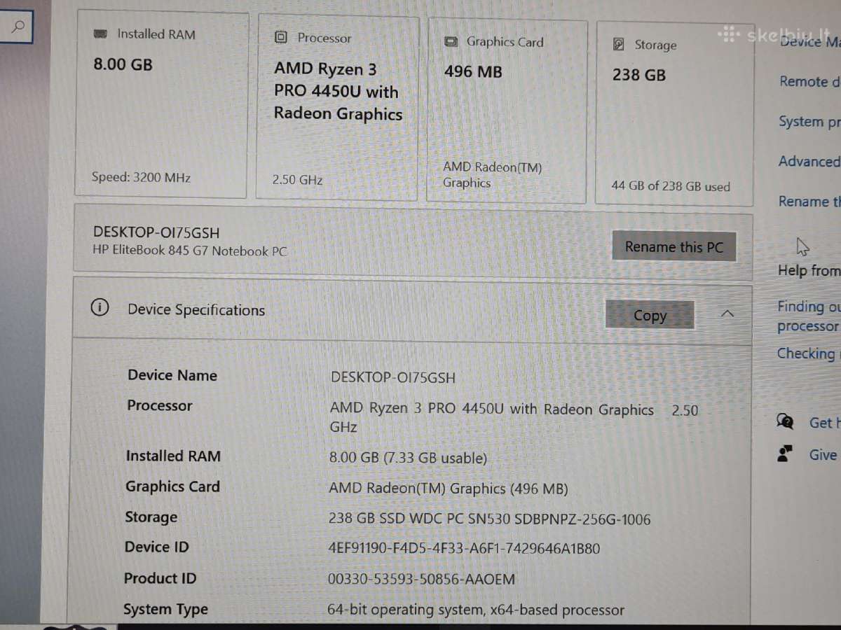 Hp Elitebook 845 G7 + 3 mėn. garantija - nuotraukos Nr. 5