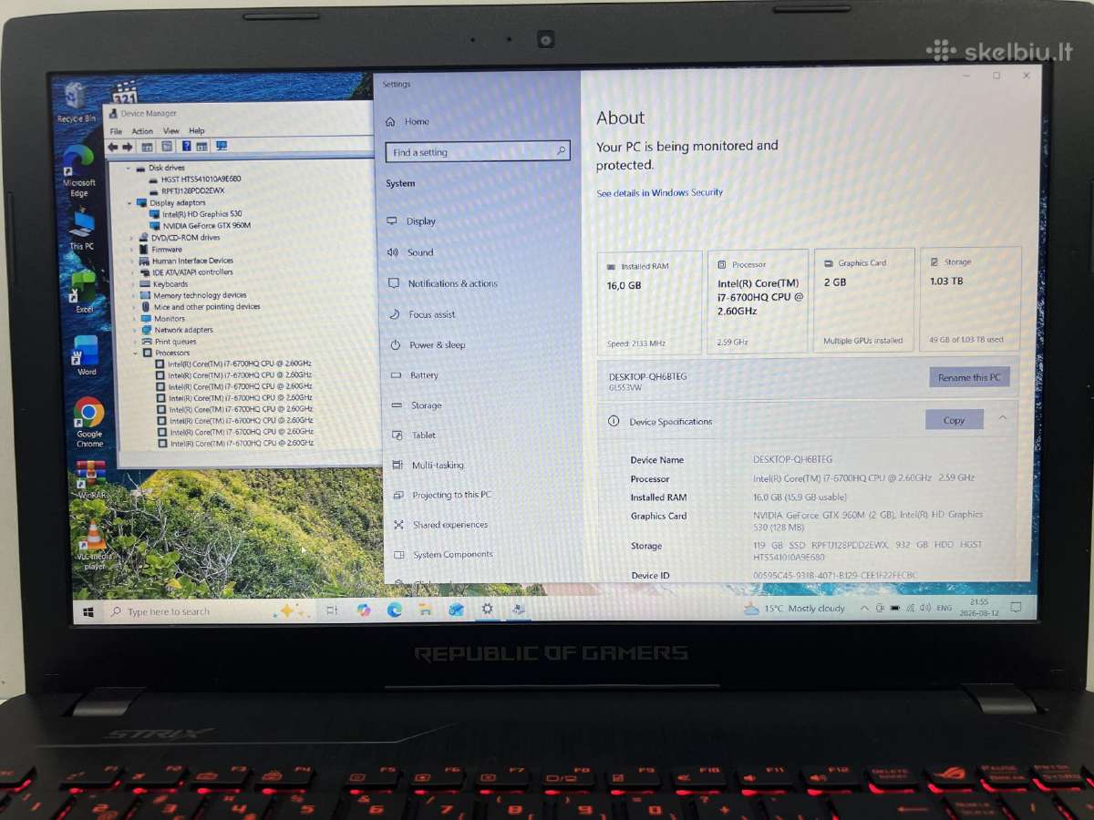 Asus Rog Gl553v gaming - nuotraukos Nr. 2