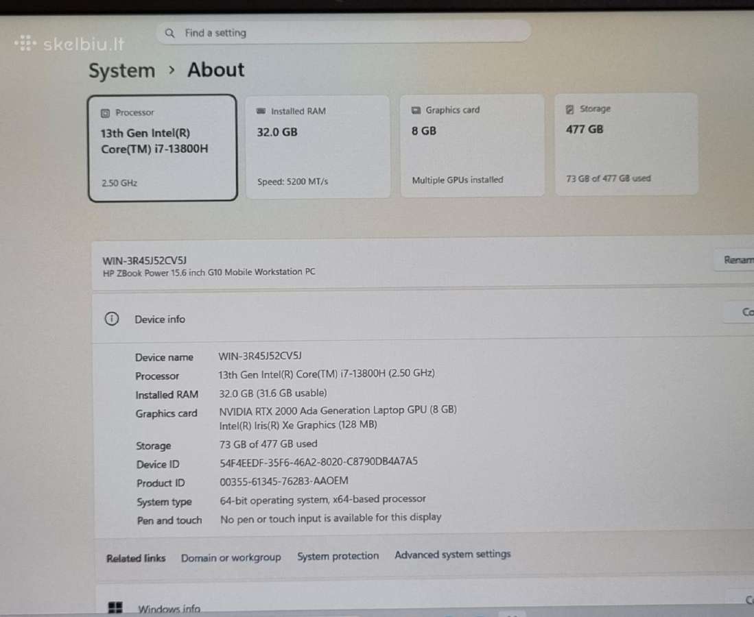 Hp Zbook G10 Rtx Ada 2000 - nuotraukos Nr. 9