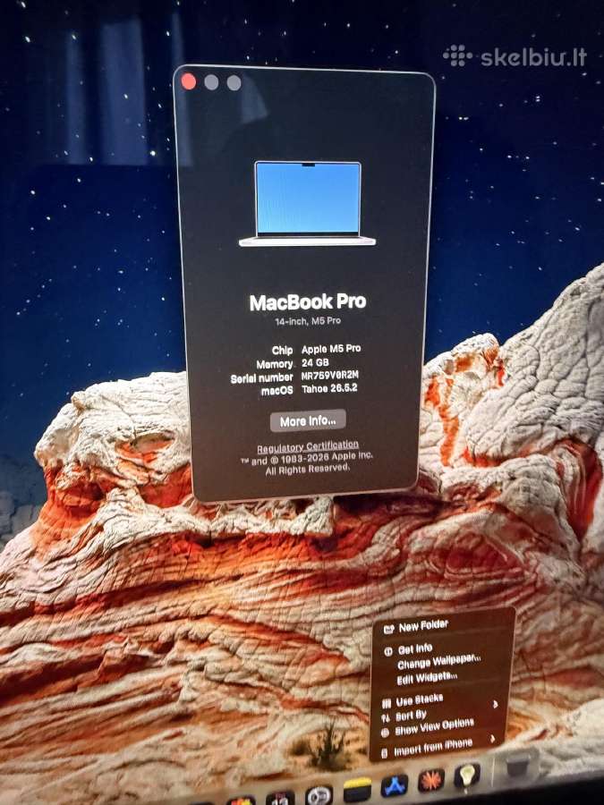 Apple MacBook 14 pro M5 pro 24gb/1tb - nuotraukos Nr. 2