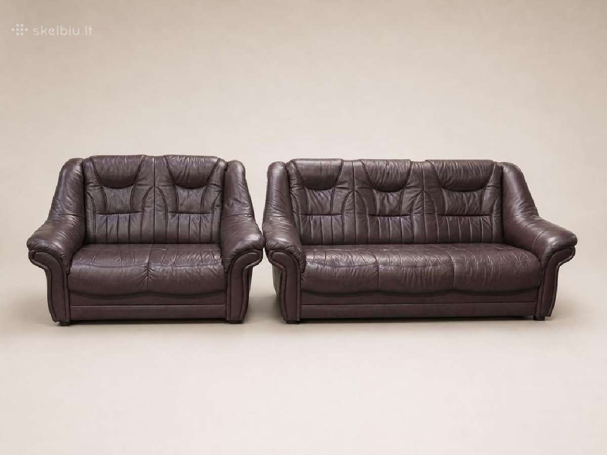 Natūralios odos sofa (ąžuolinis rėmas) - nuotraukos Nr. 18