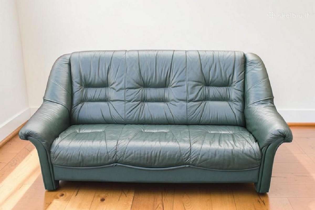 Natūralios odos sofa (ąžuolinis rėmas) - nuotraukos Nr. 24