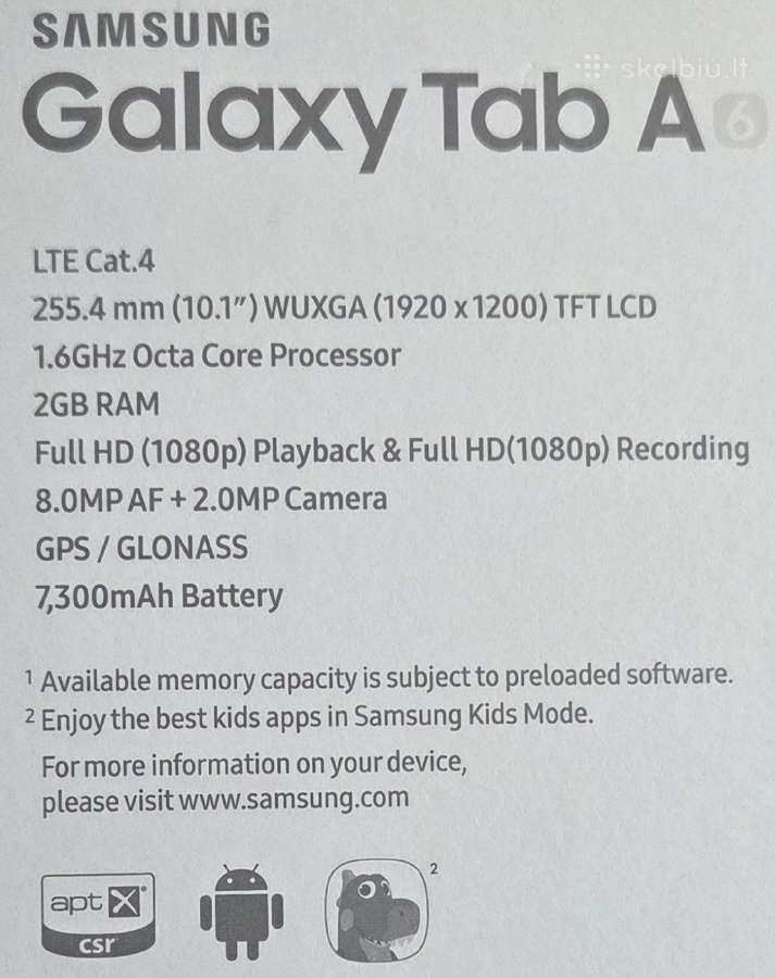 Samsung Galaxy Tab A6 (Lte) - nuotraukos Nr. 4