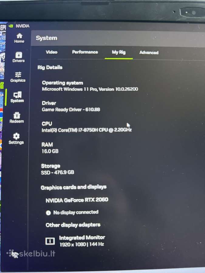 Msi Gl73 - Rtx 2060 6gb Vram - nuotraukos Nr. 2