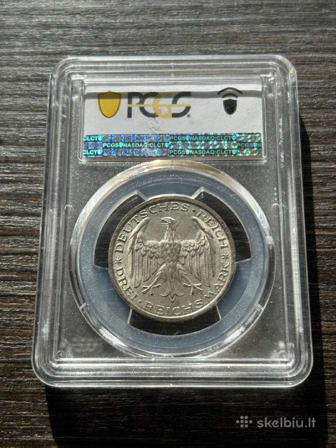 Vokietija 3 markes 1927 Marburg Pcgs Ms66 - nuotraukos Nr. 2