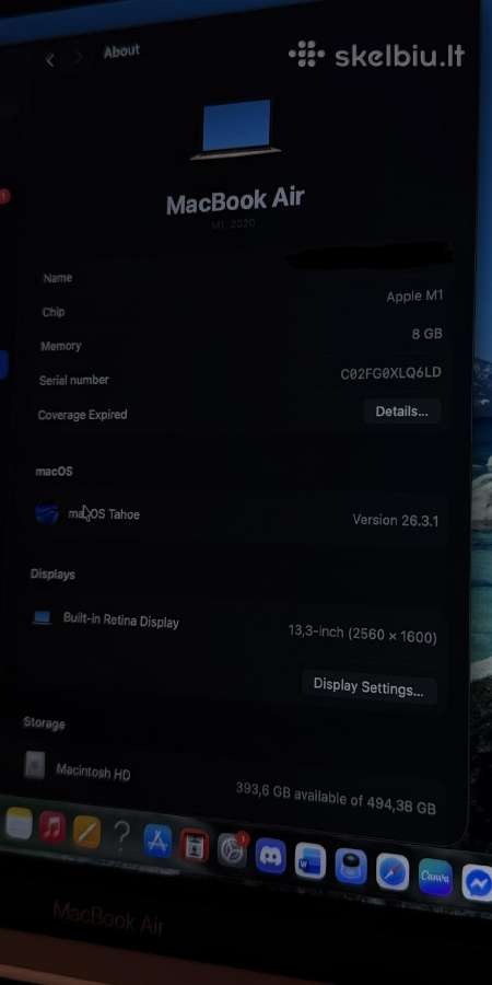 MacBook Air M1 2020 8gb - nuotraukos Nr. 7