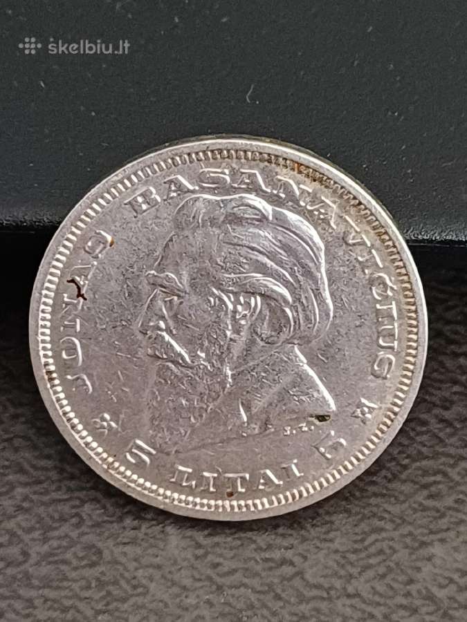 1936 Jonas Basanavičius 5 litų sidabrine moneta - nuotraukos Nr. 2