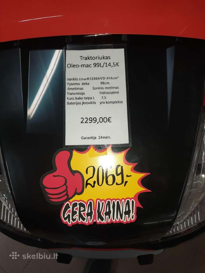 Parduodamas Vejos Traktorius Oleo-mac 99l/14,5k - nuotraukos Nr. 2